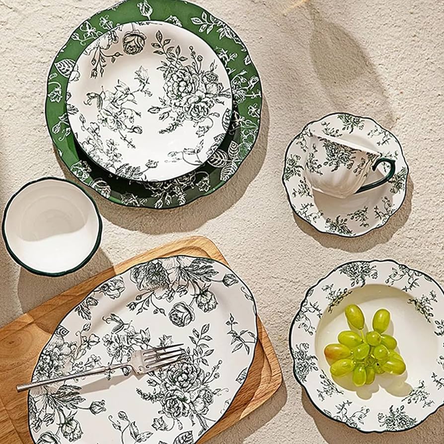 Amazon.co.jp: [ロトンシハイ] 陶器 ディナープレート 深め デザイン01